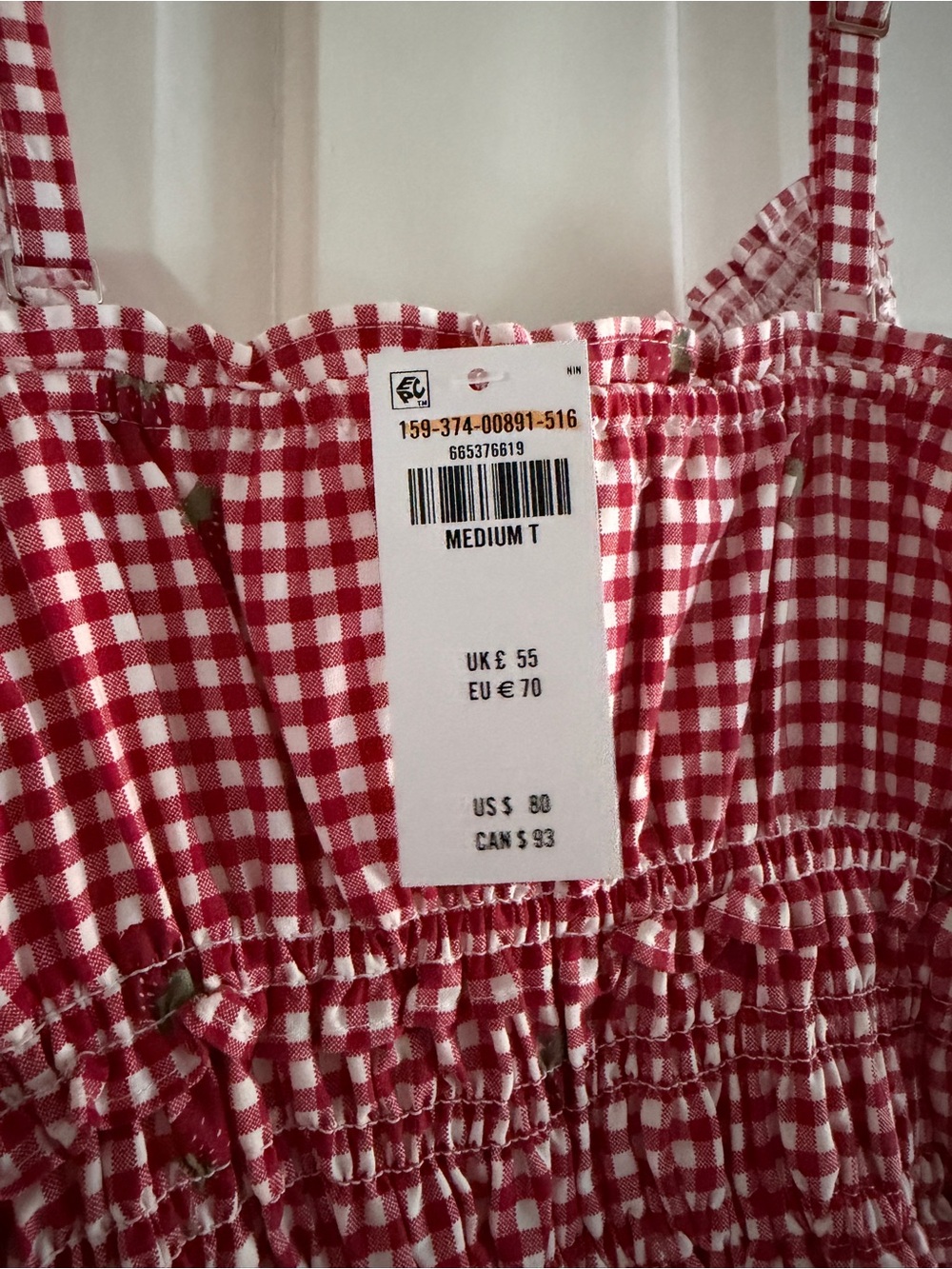 Abercrombie & Fitch Red Gingham Smocked Mini Dress - Picture 3 of 3